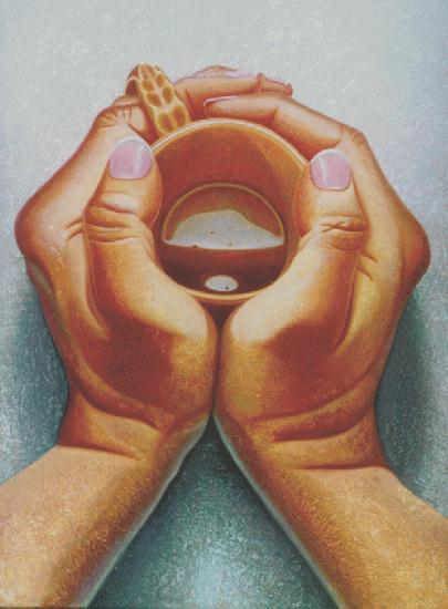 "Hands with Coffee Cup" by Paul Hutchison of Puniho Art